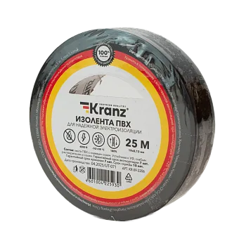 Изолента ПВХ Kranz 19 мм х 25 м, черная